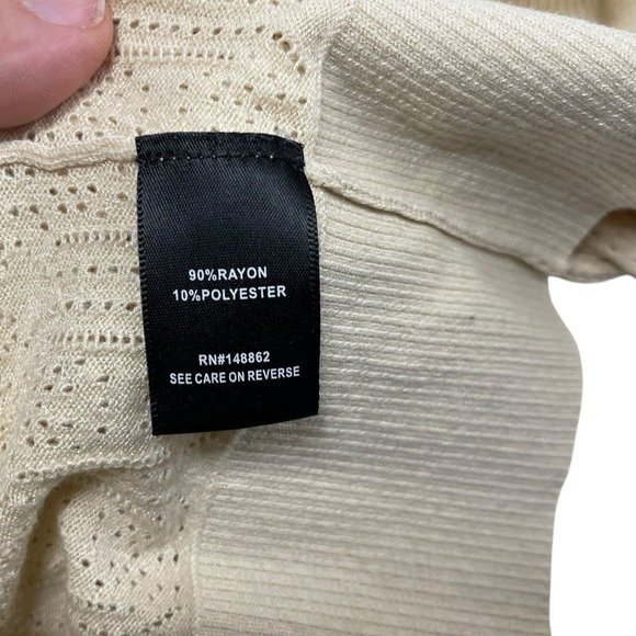 Torrid Womens Size 4 Pointelle Cream Pullover Top Tie Neck Sweater Open Knit - Picture 11 of 11